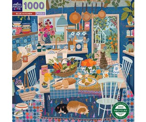 Puslespill - eeBoo Puzzle 1000 pcs - Blue Kitchen - EPZTBUK