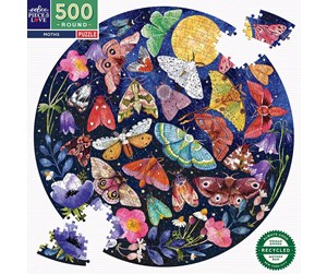 Puslespill - eeBoo Round Puzzle 500 pcs - Moths - EPZFMOT