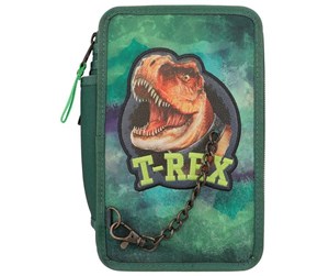 Skole - Depesche Dino World - T-rex - Triple Pencil Case - Green w/ Chain - 412506