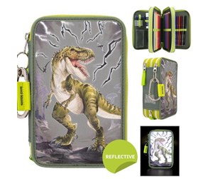 Skole - Depesche Dino World - Triple Pencil Case REFLECTOR - 0411758