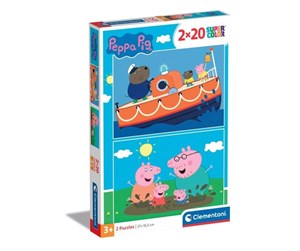 Puslespill - Clementoni Jigsaw Puzzle Super Color Peppa Pig 2x20pcs. Gulv - 24797