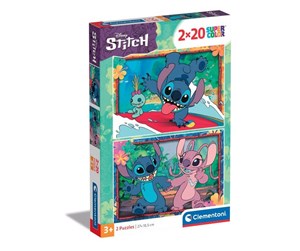 Puslespill - Clementoni Jigsaw Puzzle Super Color Disney Stitch 2x20pcs. Gulv - 24809