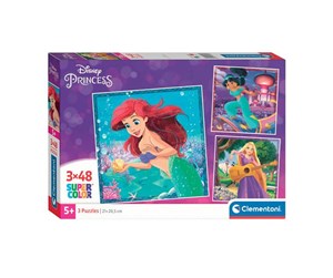 Puslespill - Clementoni Jigsaw Puzzle Super Color Square Disney Princess 3x48pcs. Gulv - 25304