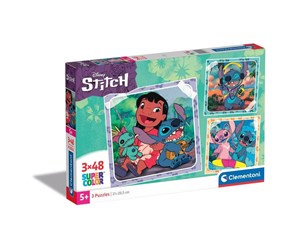 Puslespill - Clementoni Jigsaw Puzzle Super Color Square Disney Stitch 3x48pcs. Gulv - 25321