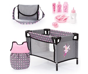 Dukker, Bamser & Utstyr - Bayer Design Baby Doll Travel Cot Set - Grey (61766AB) - 61766AB