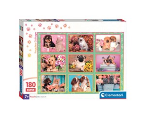 Puslespill - Clementoni Jigsaw Puzzle Super Color Puppies Collage 180pcs. Gulv - 29788