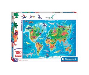 Puslespill - Clementoni Jigsaw Puzzle Super Color Dinosaur Map 180pcs. Gulv - 29790