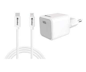 Mobil - Adaptere og ladere - Sandberg power adapter - 2-in-1 - 24 pin USB-C - 20 Watt - with USB-C to Lightning cable (1m) - 441-57