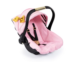 Dukker, Bamser & Utstyr - Bayer Design Deluxe Car Seat with Canopy for Dolls - Pink w/ Gold Bow (67990AA) - 67990AA