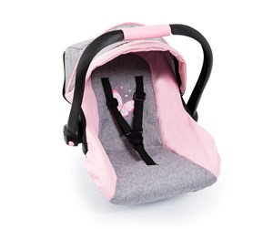 Dukker, Bamser & Utstyr - Bayer Design Deluxe Car Seat with Canopy for Dolls  - Grey/Pink (67933AA) - 67933AA