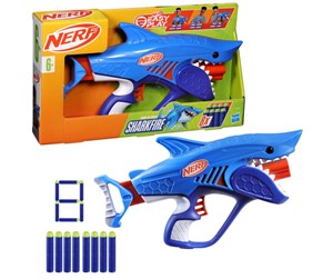 Leketøysvåpen - Hasbro Nerf Junior Wild Sharkfire Easy Play Dart Blaster 8 Nerf Elite Darts Ages 6 & Up - F8645EU40