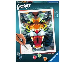 Kreative leker - Ravensburger CreArt Painting by Numbers - Polygon Tiger - 235148