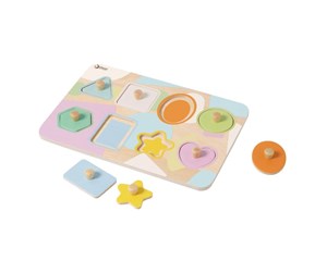 Babyleker - Classic World Wooden Nipple Puzzle Shapes 8pcs. - 40063