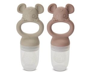 Babyutstyr - Nuuroo Lauge silicone fruit feeder pacifier 2-pack - Woodrose / Cobblestone - NU518WC4