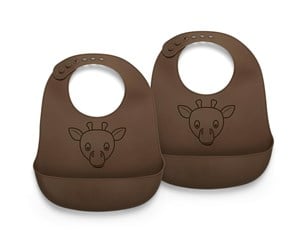 Babyutstyr - Nuuroo Alfie silicone bib 2-pack - Acorn - NU128A