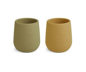 Babyutstyr - Nuuroo Abel silicone cup 2-pack  - Olive Green / Dusty Yellow - NU421OD