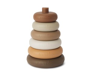 Babyleker - Nuuroo Sasha silicone stacking tower - Brown Color Mix - NU390