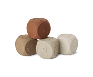 Babyleker - Nuuroo Sana silicone dice 4-pack  - Brown Color Mix - NU391