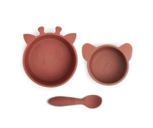 Babyutstyr - Nuuroo Eddy silicone tableware 3-pack - Mahogany - NU444M