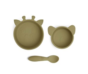 Babyutstyr - Nuuroo Eddy silicone tableware 3-pack - Olive Green - NU444OG