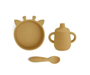 Babyutstyr - Nuuroo Elias silicone tableware 3-pack - Dusty Yellow - NU445DY