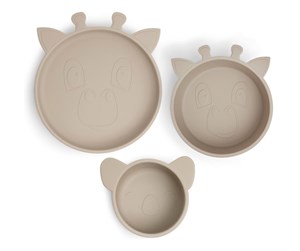 Babyutstyr - Nuuroo Benni silicone tableware 3-pack - Cobblestone - NU448CS