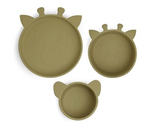 Babyutstyr - Nuuroo Benni silicone tableware 3-pack - Olive Green - NU448OG