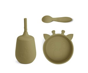 Babyutstyr - Nuuroo Blue silicone tableware 3-pack  - Olive Green - NU450OG