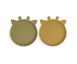 Babyutstyr - Nuuroo Akila silicone plate 2-pack - Olive Green / Dusty Yellow - NU426OD