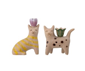 Dekorasjon - Bloomingville - Set of 2 - Mamie Cat Candlestick (82058194) - 82058194