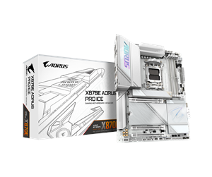 Hovedkort - GIGABYTE X870E AORUS PRO ICE Hovedkort - AMD X870E - AMD AM5 socket - DDR5 RAM - ATX - X870E AORUS PRO ICE