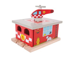 Treleker - Bigjigs Wooden Rails - Fire Station - BJT262