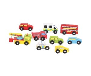 Treleker - Bigjigs Wooden Vehicles 9 pcs. - BJT060