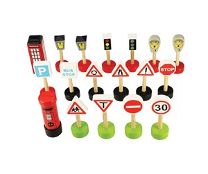 Treleker - Bigjigs Wooden Traffic Signs 18pcs. - BJT061