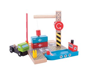 Treleker - Bigjigs Wooden Rails - Container Shipyard - BJT254