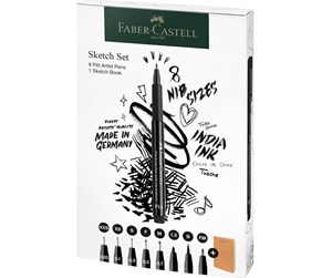 Skrive- & Tegneverktøy - Faber Castell Pitt Artist Pen India ink and Sketchbook Set - 267102