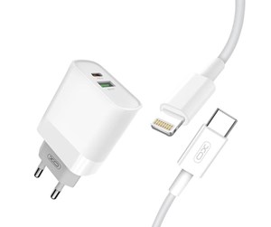 Mobil - Adaptere og ladere - XO Wall Charger with Lightning Cable L64 20W QC3.0 PD (white) - L64 + Lightning