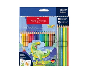 Skrive- & Tegneverktøy - Faber Castell Colour Grip - colour pencil pack of 24 with dinosaur sticker - 201546