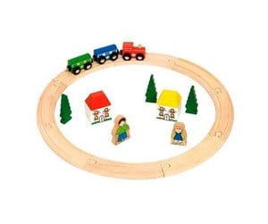 Treleker - Bigjigs Wooden Train Set Junior 20 pieces. - BJT010