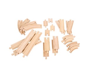 Treleker - Bigjigs Wooden Expansion Set Rails and Bends 24 pcs - BJT057