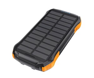 Nødlader - Choetech B658 Solar power bank 2x USB 10000mAh Qi 5W (black-orange) Nødlader - Svart - 10000 mAh - B658