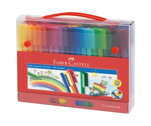 Skrive- & Tegneverktøy - Faber Castell Connector felt tip pen set Carrying case (60 pens + 12 clips) - 155560