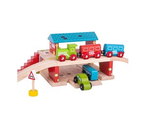 Treleker - Bigjigs Wooden Rails Above Ground Train Station 5 pcs - BJT237