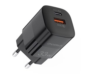 Mobil - Adaptere og ladere - Choetech Wall charger PD5006 30W A+C dual port (black) - PD5006-EU-BK