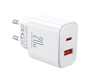 Mobil - Adaptere og ladere - Joyroom Charger Flash JR-TCF05 (EU) 20W A+C (white) - JR-TCF05 White