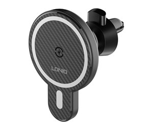 Mobil - Adaptere og ladere - LDNIO MA20 car holder with 15W inductive charger and metal ring (black) - MA20 with metal ring