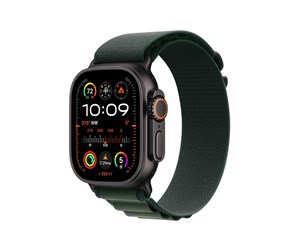 Smartklokke, Smartwatch & Sportsklokke - Apple Watch Ultra 2 GPS + Cellular 49mm - Black Titanium Case with Dark Green Alpine Loop - Small - MX4Q3DH/A