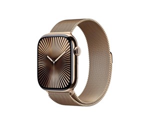 Smartklokke, Smartwatch & Sportsklokke - Apple Watch Series 10 GPS + Cellular 46mm - Gold Titanium Case with Gold Milanese Loop - S/M - MC7T4QN/A