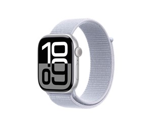 Smartklokke, Smartwatch & Sportsklokke - Apple Watch Series 10 GPS 46mm - Silver Aluminium Case with Blue Cloud Sport Loop - MWWN3QN/A