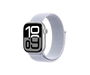 Smartklokke, Smartwatch & Sportsklokke - Apple Watch Series 10 GPS + Cellular 42mm - Silver Aluminium Case with Blue Cloud Sport Loop - MWX53QN/A